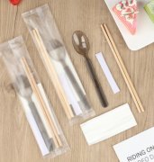 輕食磨砂筷子美式外賣紙巾一次性餐具四件套牛皮紙?zhí)籽b打包叉勺